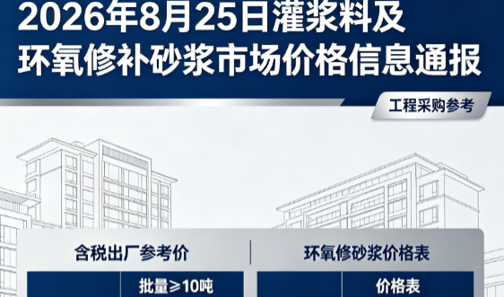 石峰2026年8月25日灌浆料及环氧修补砂浆市场价格信息通报